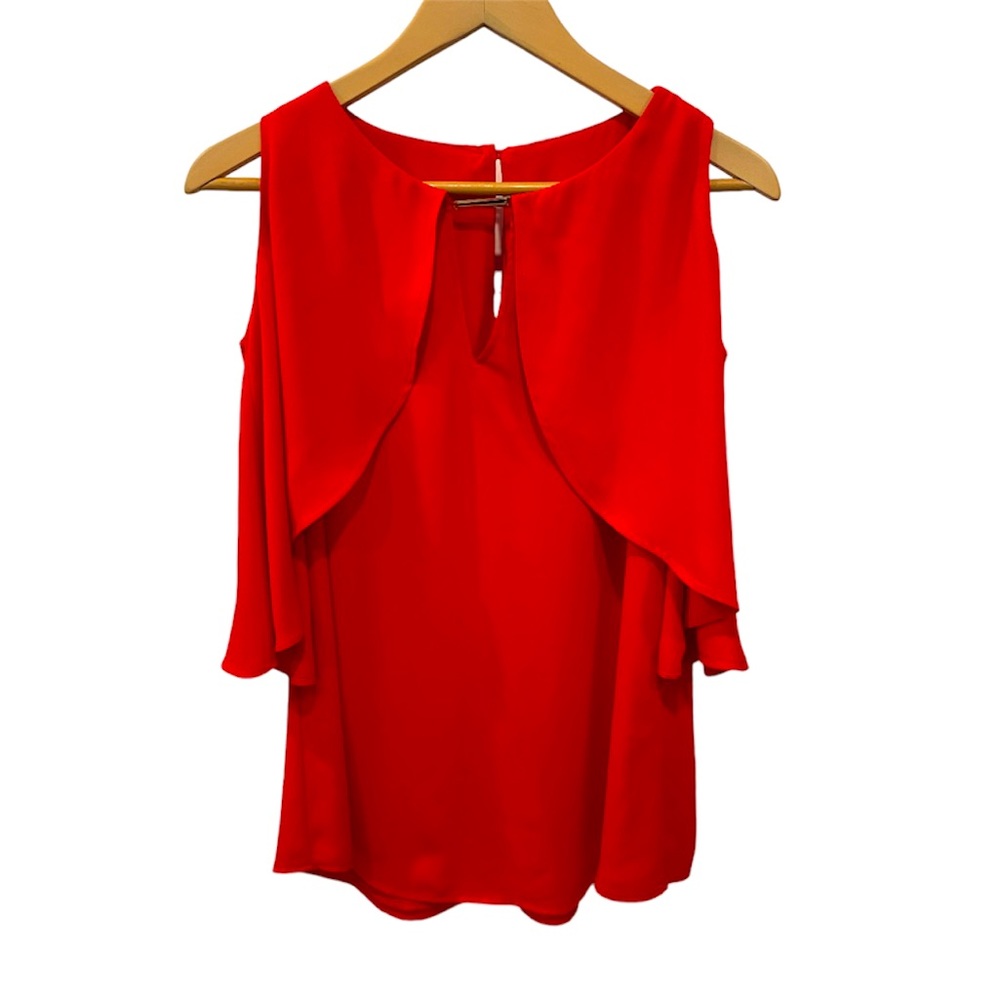 Joseph Ribkoff Designer Dressy Sleeveless Flowy Poppy Red Blouse Size 8